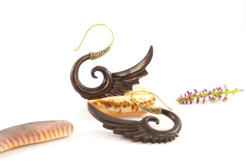 wood carved earrings