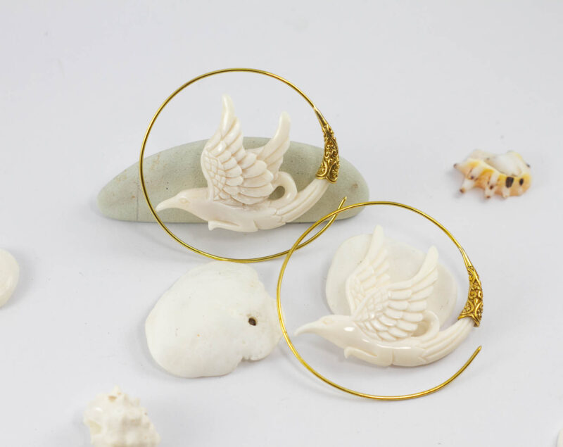 bali hoop birds earrings
