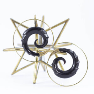 bali tribal hoop earrings black spiral