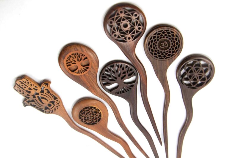 Wooden hairsticks for buns
