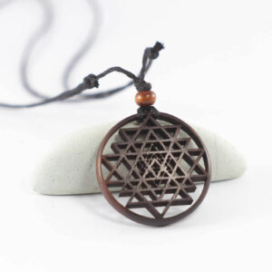 wooden necklace with sri yantra