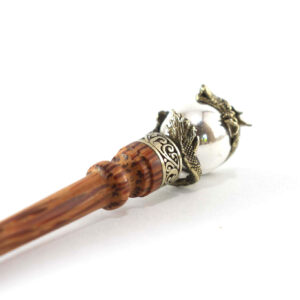 wooden hairstick with dragon tip